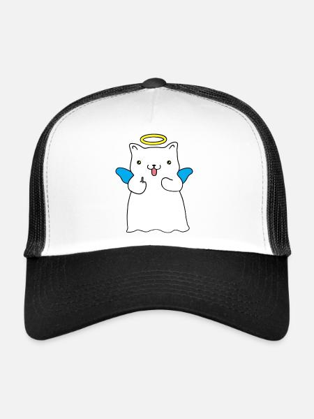 Ange espiègle - Casquette trucker  - blanc/noir - Devant