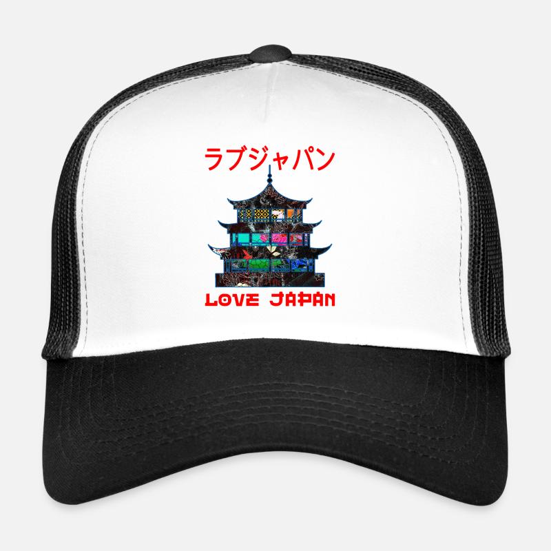 Pagode Bouddhisme Japonais Symbole Mot Kanji Amour Casquette trucker 