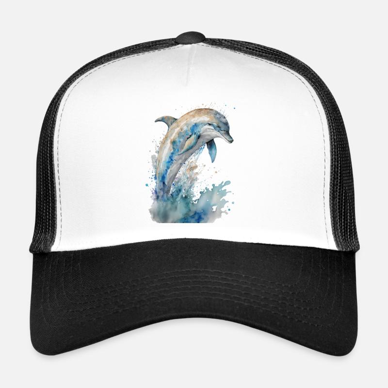 Aquarelle de dauphin Aquarelle Casquette trucker 
