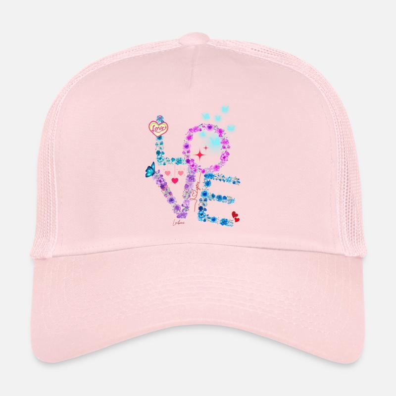 VALENTIN LOVE pink blue Trucker Cap
