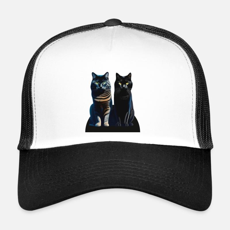 2 graue und schwarze Katzen Trucker Cap