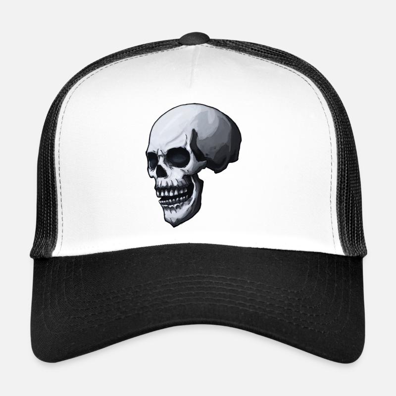 Crâne - Casquette trucker  - blanc/noir