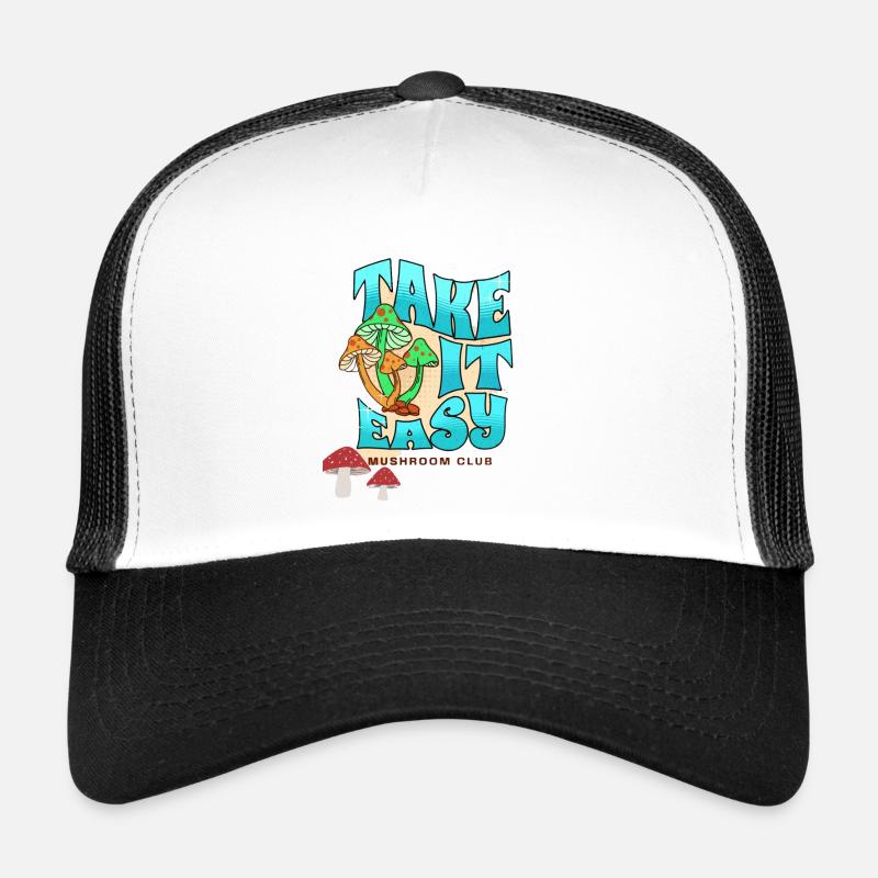 Take it Easy Mushroom Club - Trucker Cap - Weiß/Schwarz