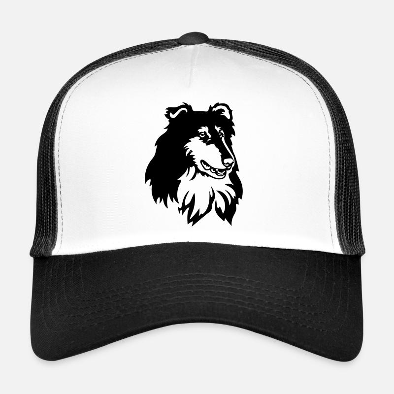 Collie Kopf - Trucker Cap - Weiß/Schwarz