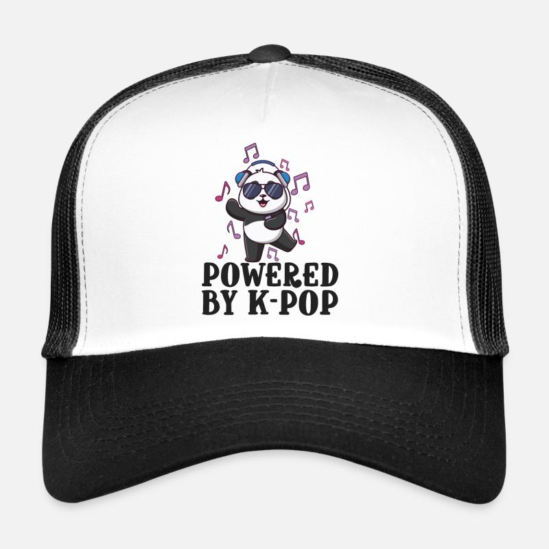Alimenté par K-Pop Panda Kpop Merch K-pop Merch - Casquette trucker  - blanc/noir