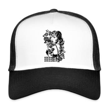 Rose Rockabilly Girl (2) - Trucker Cap - white/black - Front
