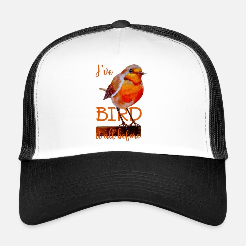 Rotkehlchen süßer Vogel Bird it all before - Trucker Cap - Weiß/Schwarz