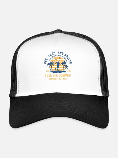 Soccer girl playing at the beach during sunset - Trucker Cap - white/black - Front