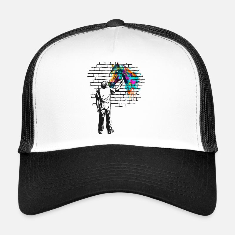 Peinture murale en briques de cheval Casquette trucker 