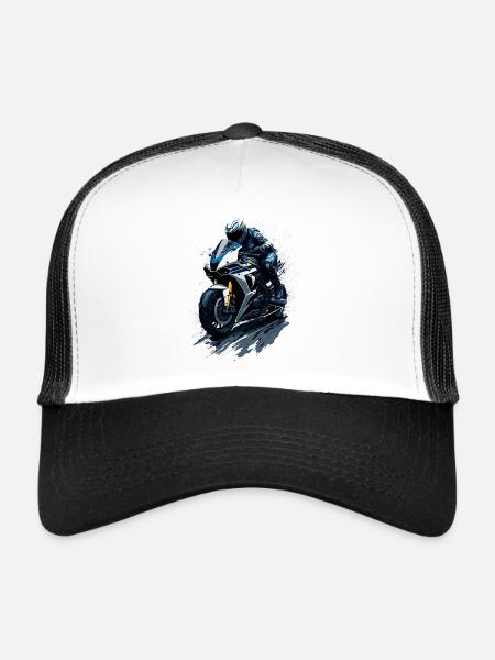 Sport motorcycle illustration - Trucker Cap - white/black - Front