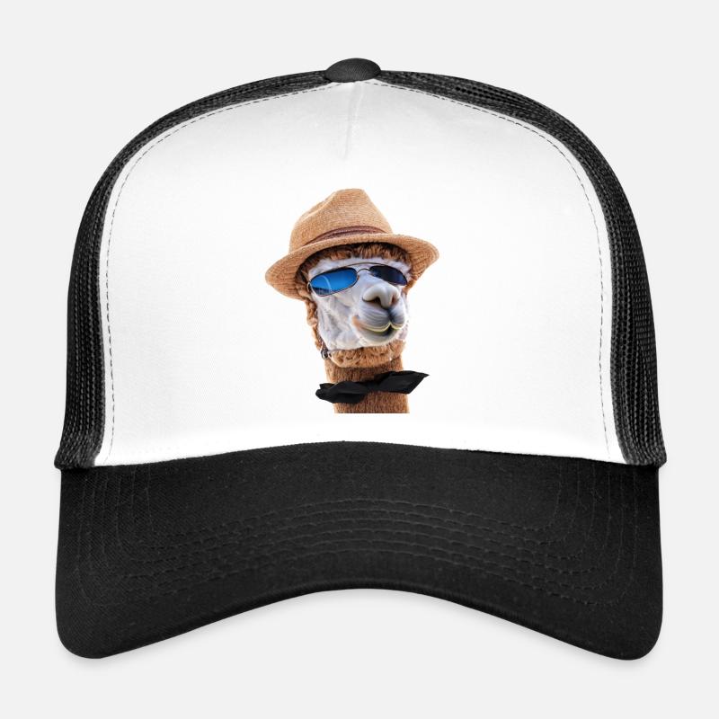 alpaca hut sonnenbrille fliege - Trucker Cap - Weiß/Schwarz