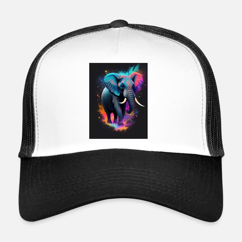 Galaxie de l’éléphant - Casquette trucker  - blanc/noir