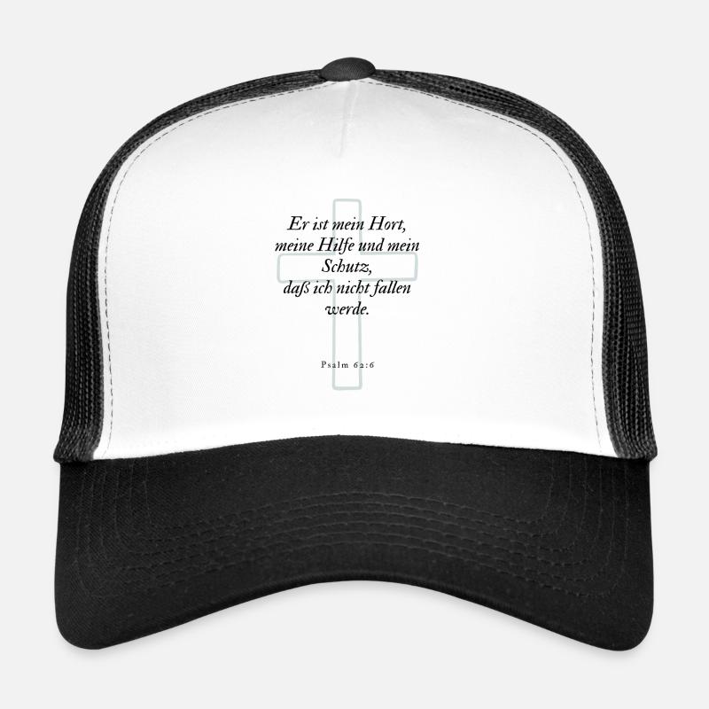 Bibelvers - Psalm 62,6 - Trucker Cap - Weiß/Schwarz