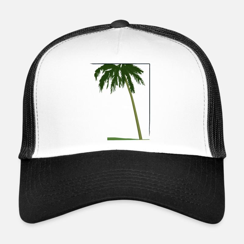 Palme in Rahmen | palm tree in frame - Trucker Cap - Weiß/Schwarz