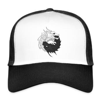 COTTAGECORE-DRACHE YING YANG - Trucker Cap - Weiß/Schwarz - Vorne