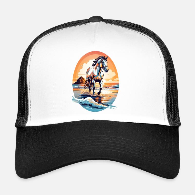 Cheval sur la plage Casquette trucker 