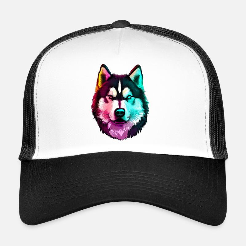 Wolf Husky Hund - Trucker Cap - Weiß/Schwarz