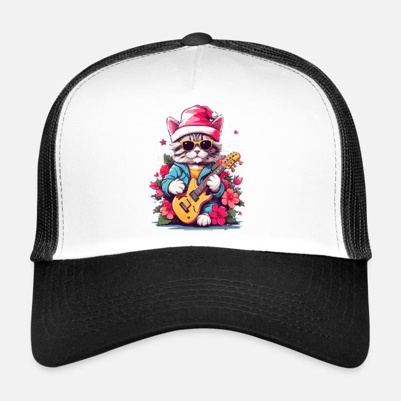Chat mignon avec guitare Casquette trucker 