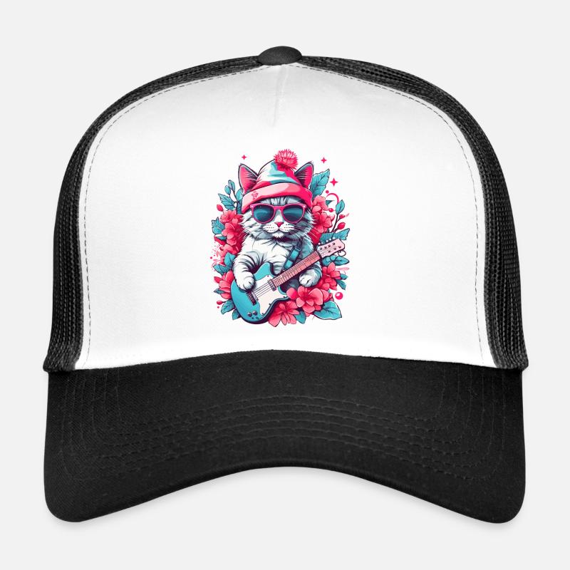 Cute cat with guitar Trucker Cap