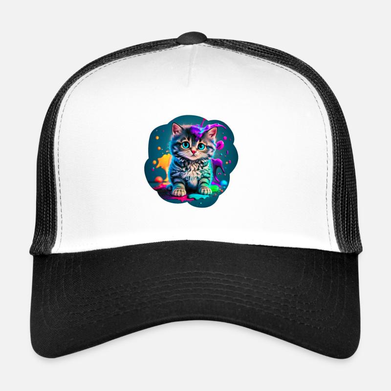 Farbe Kätzchen - Trucker Cap - Weiß/Schwarz