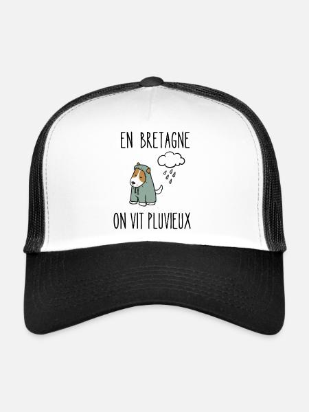 en bretagne on vit pluvieux - Casquette trucker  - blanc/noir - Devant