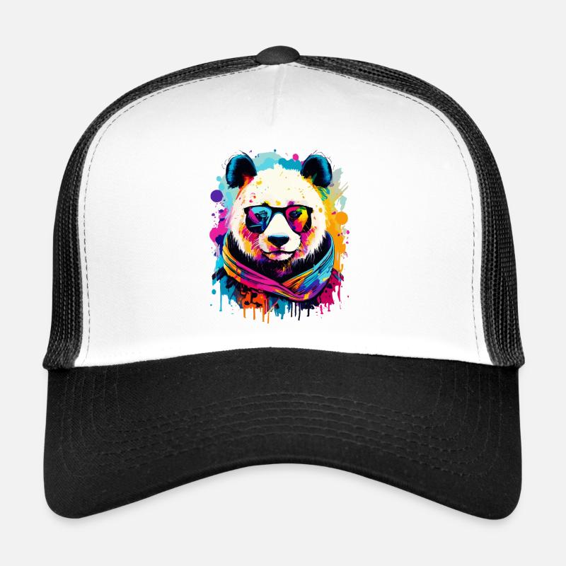 Panda Coloré - Panda Ours Multicolore - Panda Bear Casquette trucker 