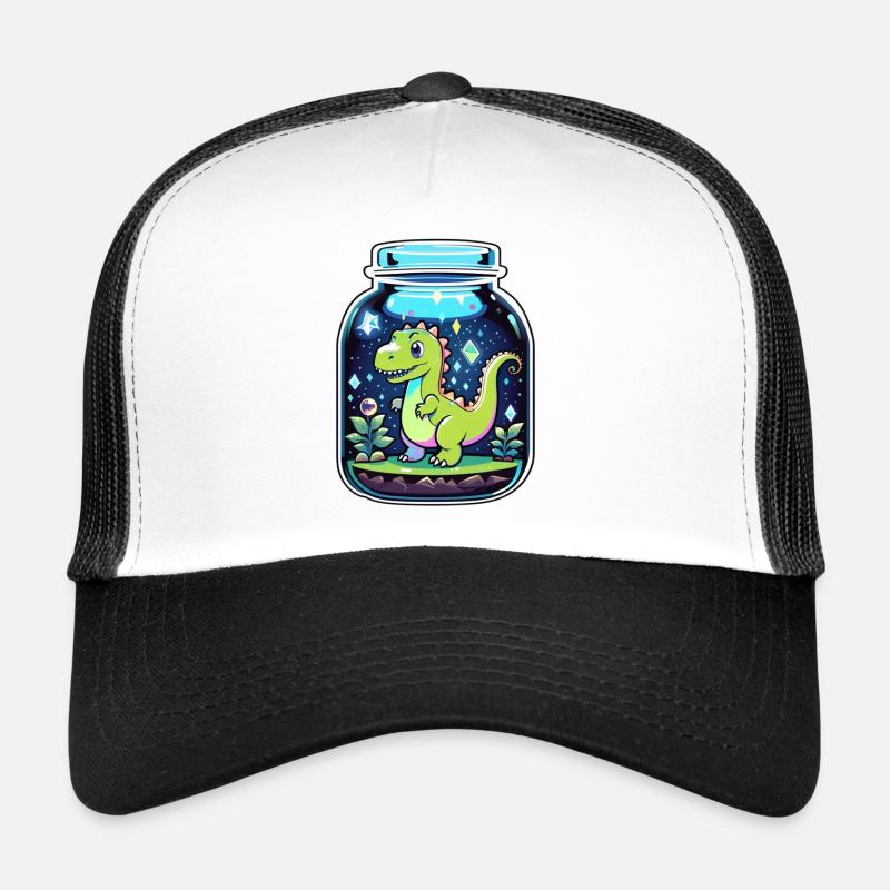 Dinosaur in a Cartoon Jar Trucker Cap