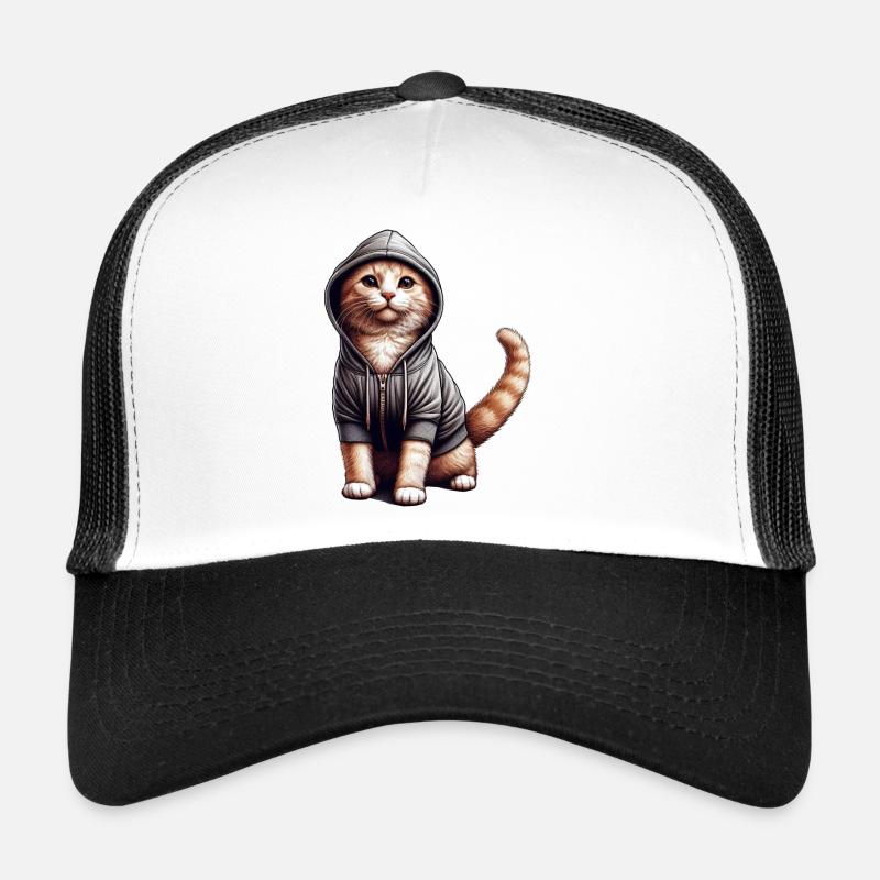 Katze trägt Kapuzenpullover Trucker Cap