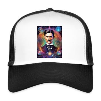 Nikola Tesla, cosmic - Trucker Cap - white/black - Front
