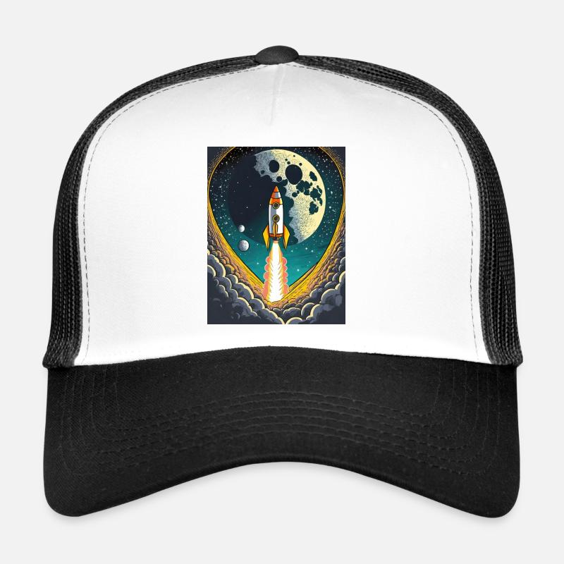 Emmenez-moi sur la lune Démarrage d’une fusée spatiale vintage Casquette trucker 