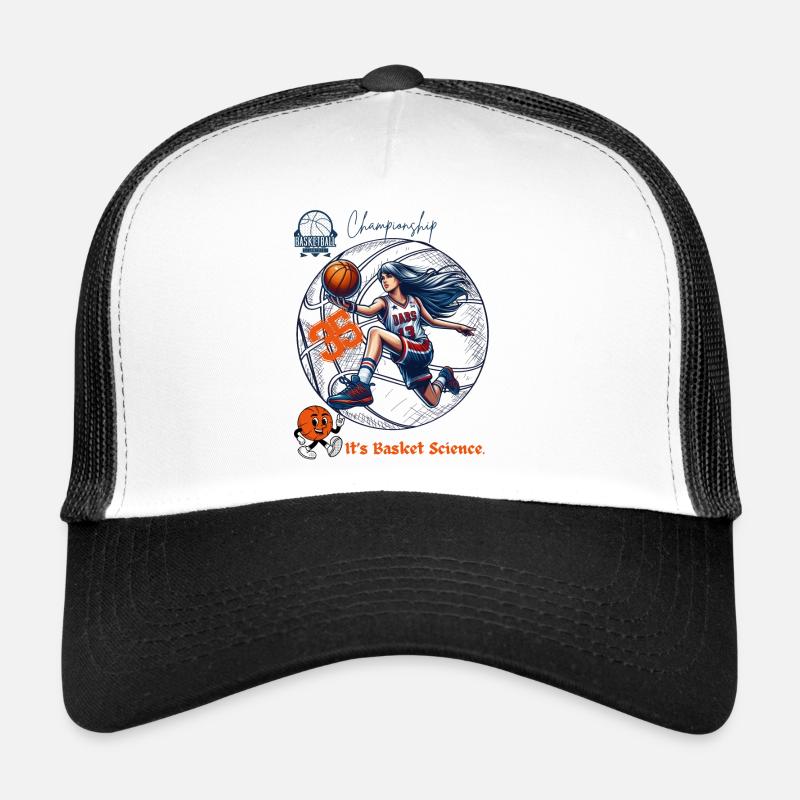 Illustration dynamique de championne de basket-ball - Casquette trucker  - blanc/noir