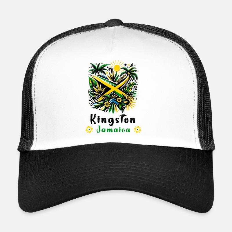 Jamaika Kingston Karibik Design - Trucker Cap - Weiß/Schwarz