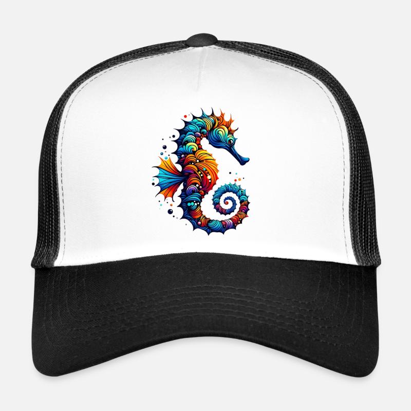 Seepferdchen - Trucker Cap - Weiß/Schwarz