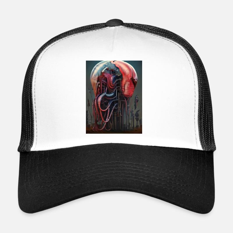 Futuristic flying ship living alien Trucker Cap