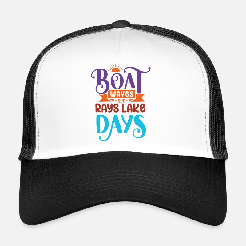 Boat Waves Sun Rays Lake Days Trucker Cap