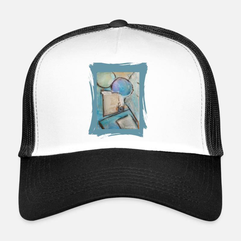 Abstraktes Aquarell mit Luftballons - Trucker Cap - Weiß/Schwarz