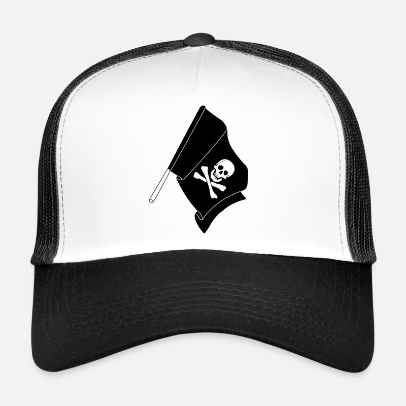 Drapeaux Pirates - Casquette trucker  - blanc/noir