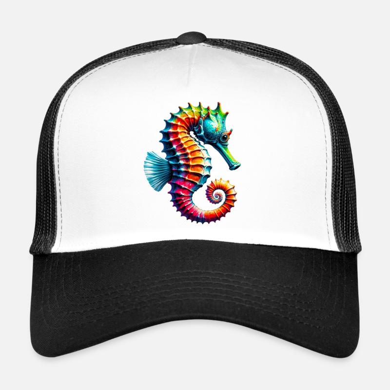 Seepferdchen - Trucker Cap - Weiß/Schwarz