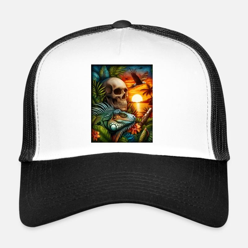 Iguane au coucher du soleil Casquette trucker 