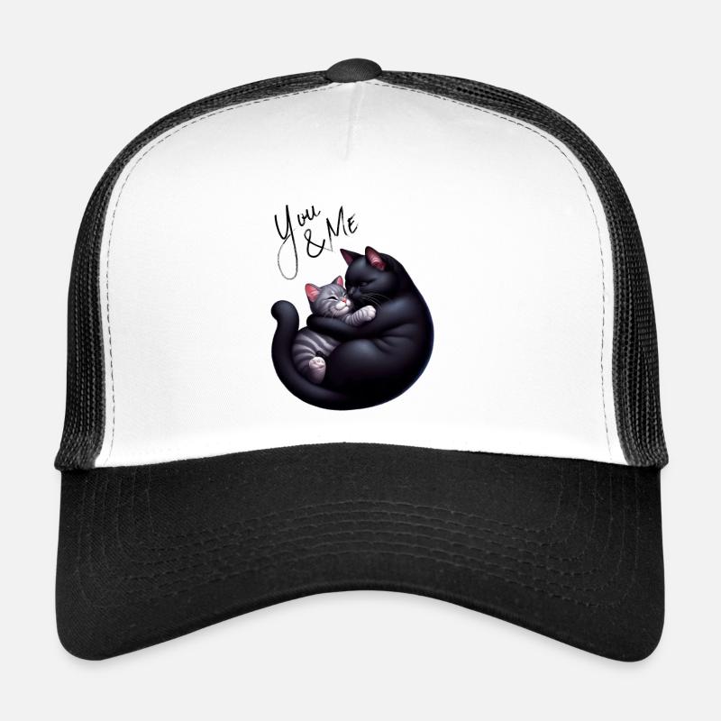Du und ich schwarze und graue Katze graue Version Trucker Cap
