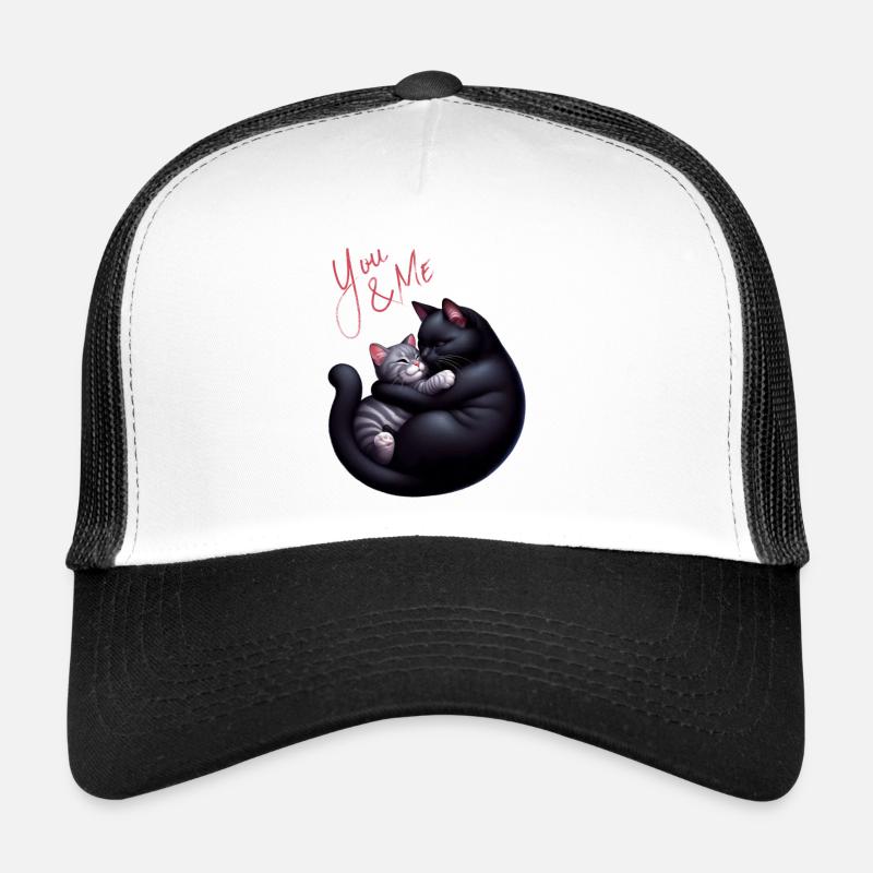 You and me chat noir et gris Casquette trucker 