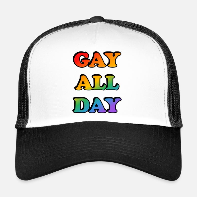 Schwul Den ganzen Tag Regenbogenfarben Trucker Cap