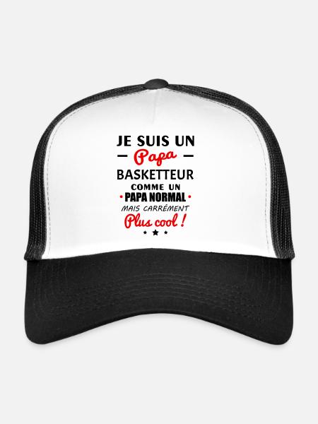 Je suis un papa basketteur, fête des pères, noël - Casquette trucker  - blanc/noir - Devant