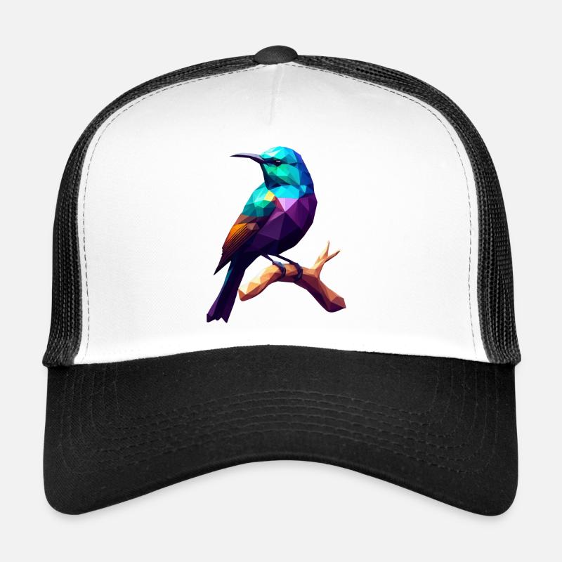 Vogel abstract auf Ast, Geschenkidee - Trucker Cap - Weiß/Schwarz