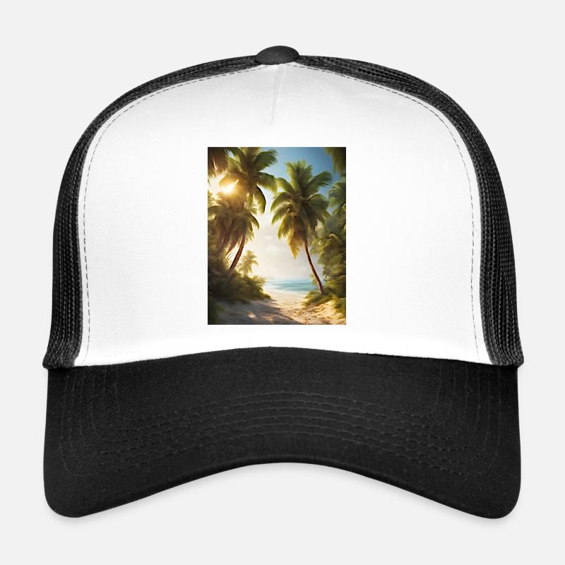 Plage d’été - Casquette trucker  - blanc/noir