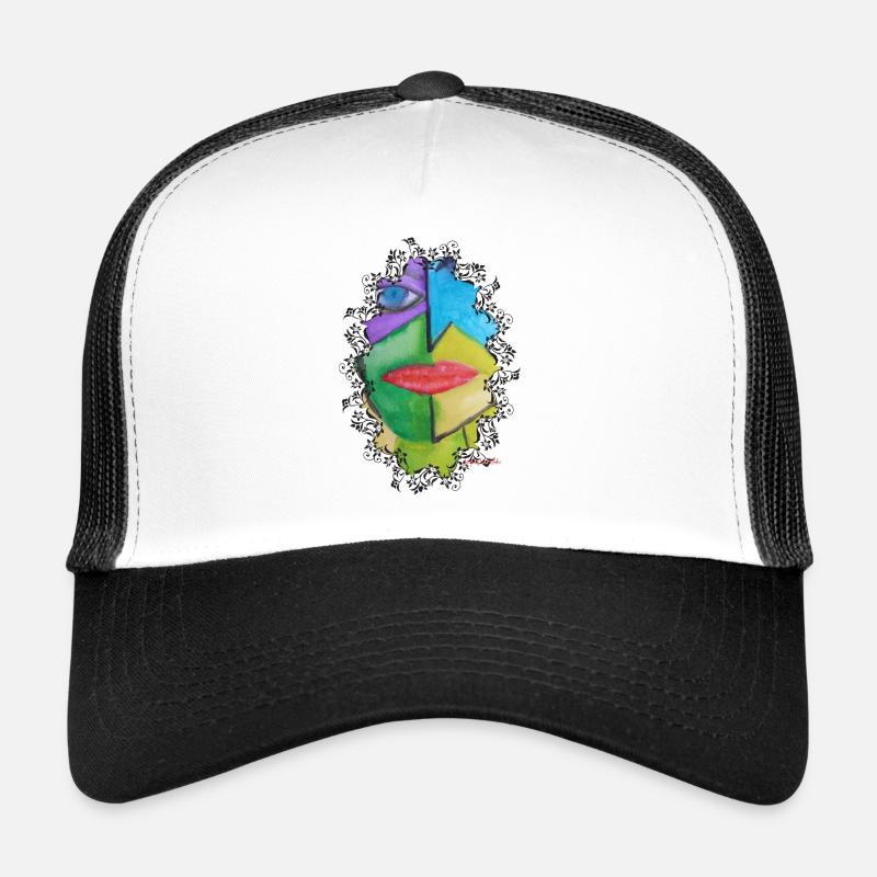 Abstraktes buntes Gesichtsporträt Trucker Cap