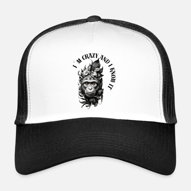 Monkey - I m Crazy and I Know i - Trucker Cap - white/black