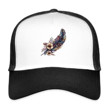 Feather with great decoration - Trucker Cap - white/black - Front