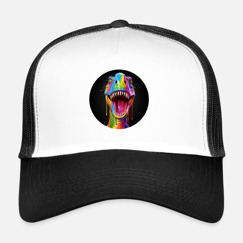 T Rex colorful4 - Trucker Cap - Weiß/Schwarz