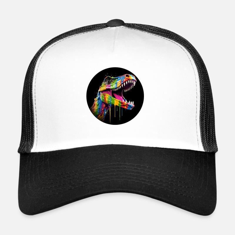 T Rex colorful5 - Trucker Cap - Weiß/Schwarz
